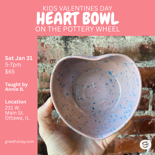 Kids Valentines Day Heart Bowl on the Pottery Wheel | Sat Jan 31st 5pm-7pm