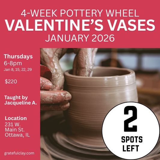 4-Week Pottery Wheel | January 2026 | Thursdays 6pm-8pm