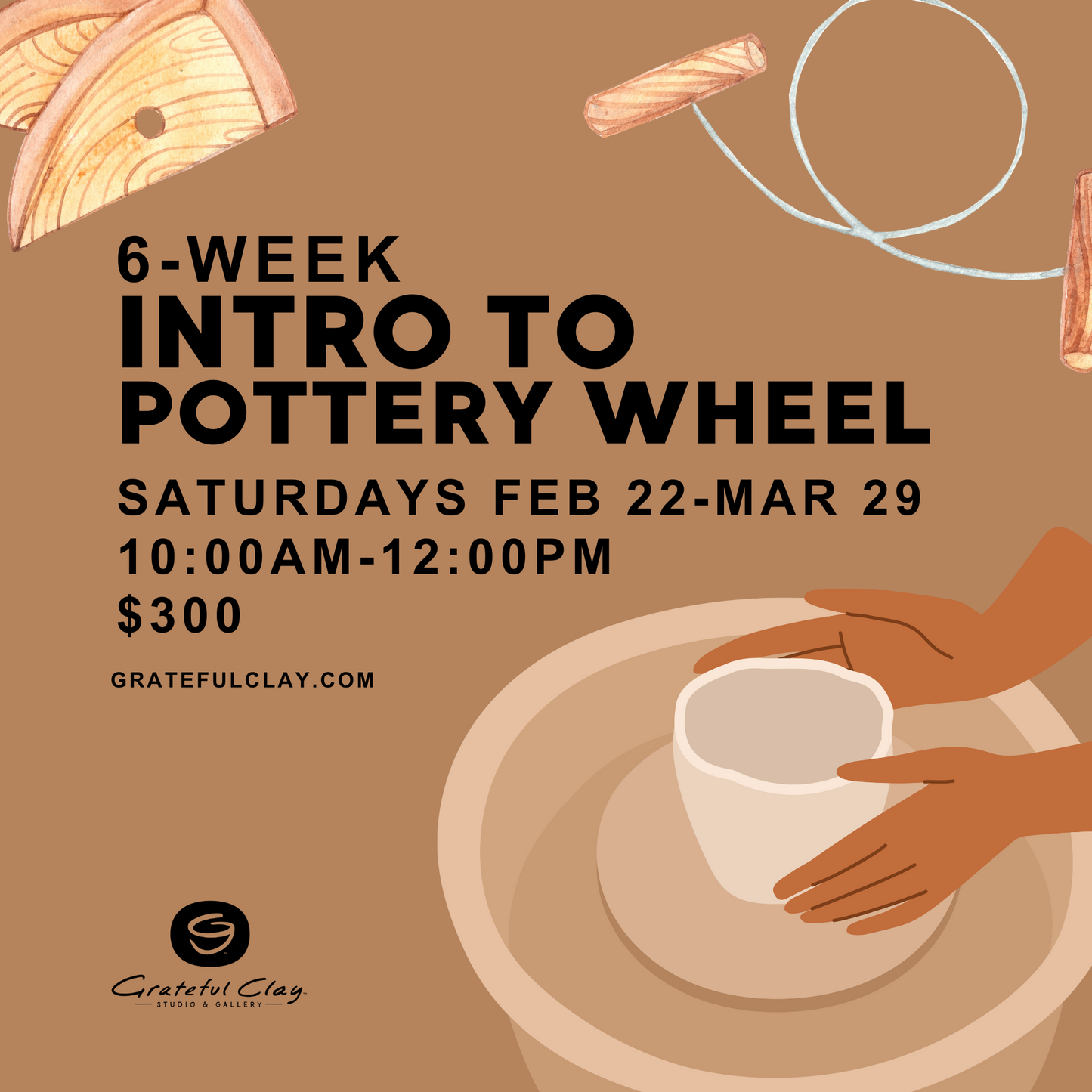 6-Week Intro to Pottery Wheel | Session 2: Feb 17 - Mar 30 2025