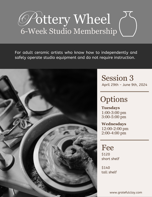 Pottery Wheel 6-Week Studio Membership